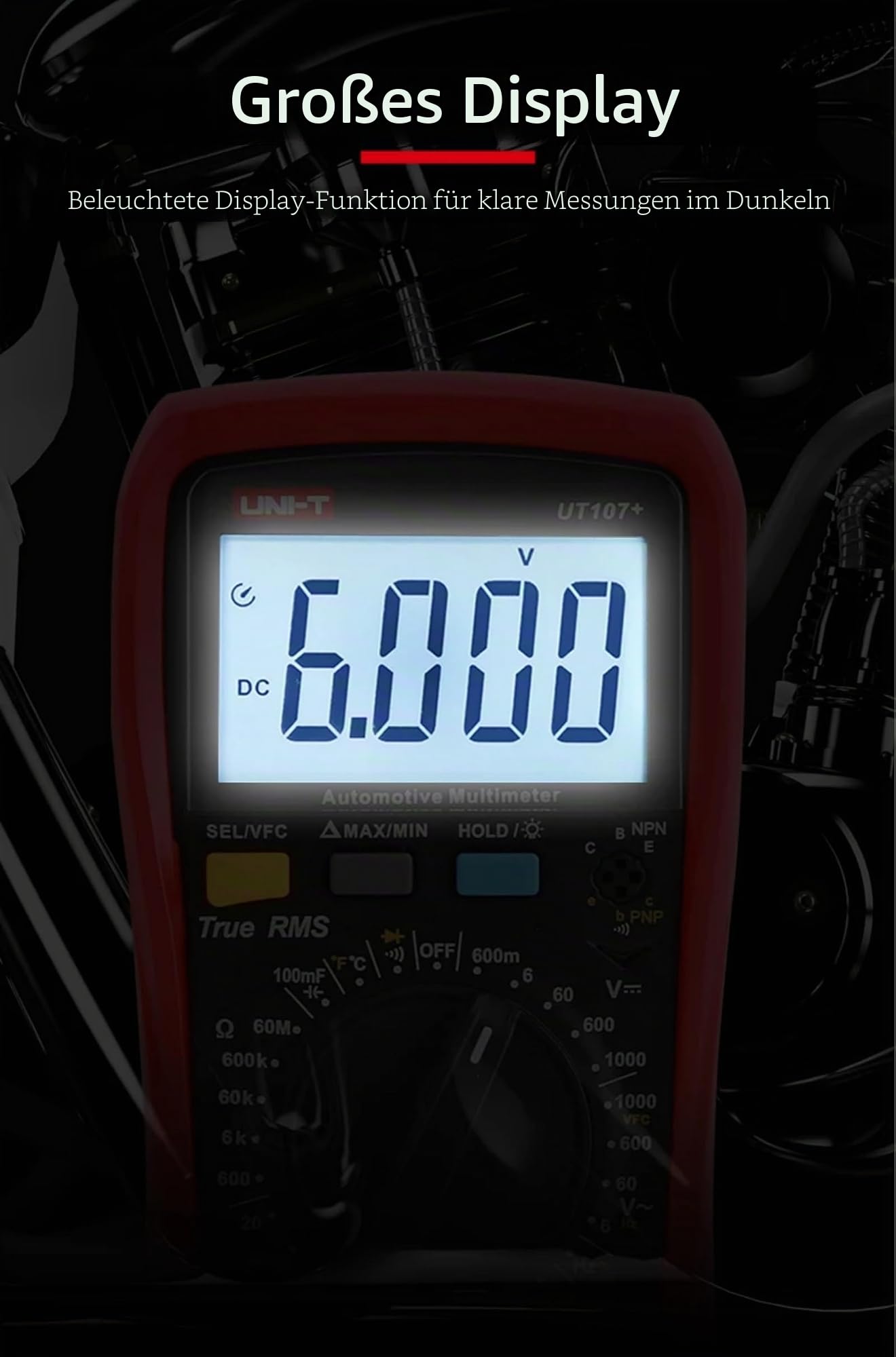 UNI-T UT107+ Automobile Multimeter High Precision True RMS Automobile Automatic Range Actual Value Digital Multimeter.