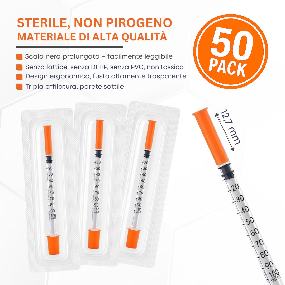 50 pezzi 1 ml tubo di plastica 27 G x 1/2" (0,4 x 12,7 mm) strumenti di misura multiuso, confezionati singolarmente