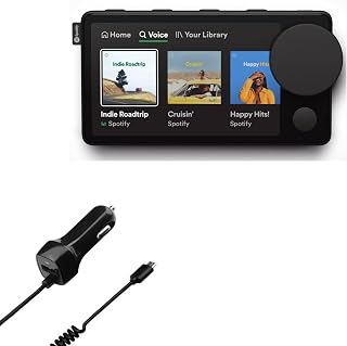 Car Charger Compatible with Spotify Car Thing - Car Charger Plus, with Extra USB Port and Integrated Built-in Cable - Black