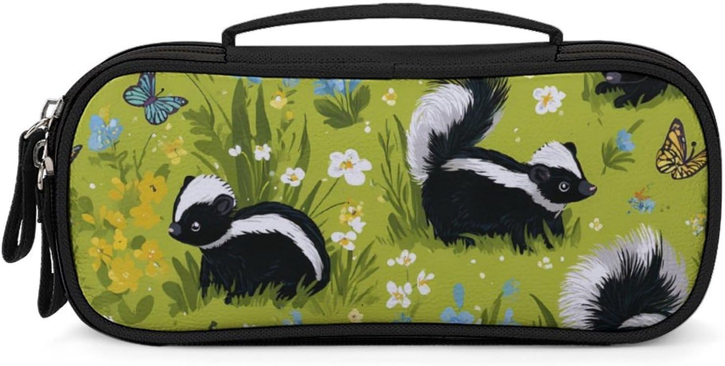 Skunks Flowers Travel Makeup Bag Tote Cosmetic Organizer Handbag