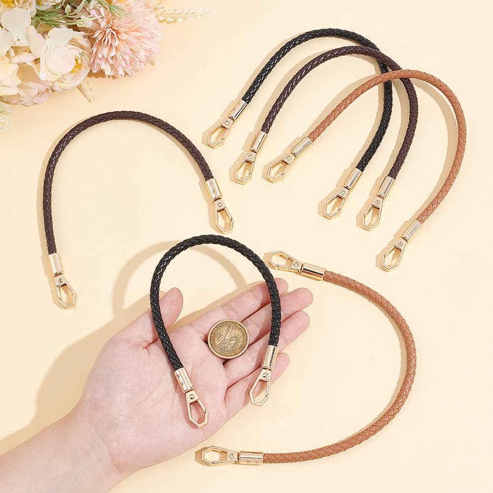 UNICRAFTALE Short PU Leather Braid Bag Strap with Metal Swivel Clasps Handbag Shoulder Bag Strap for DIY - Image 4