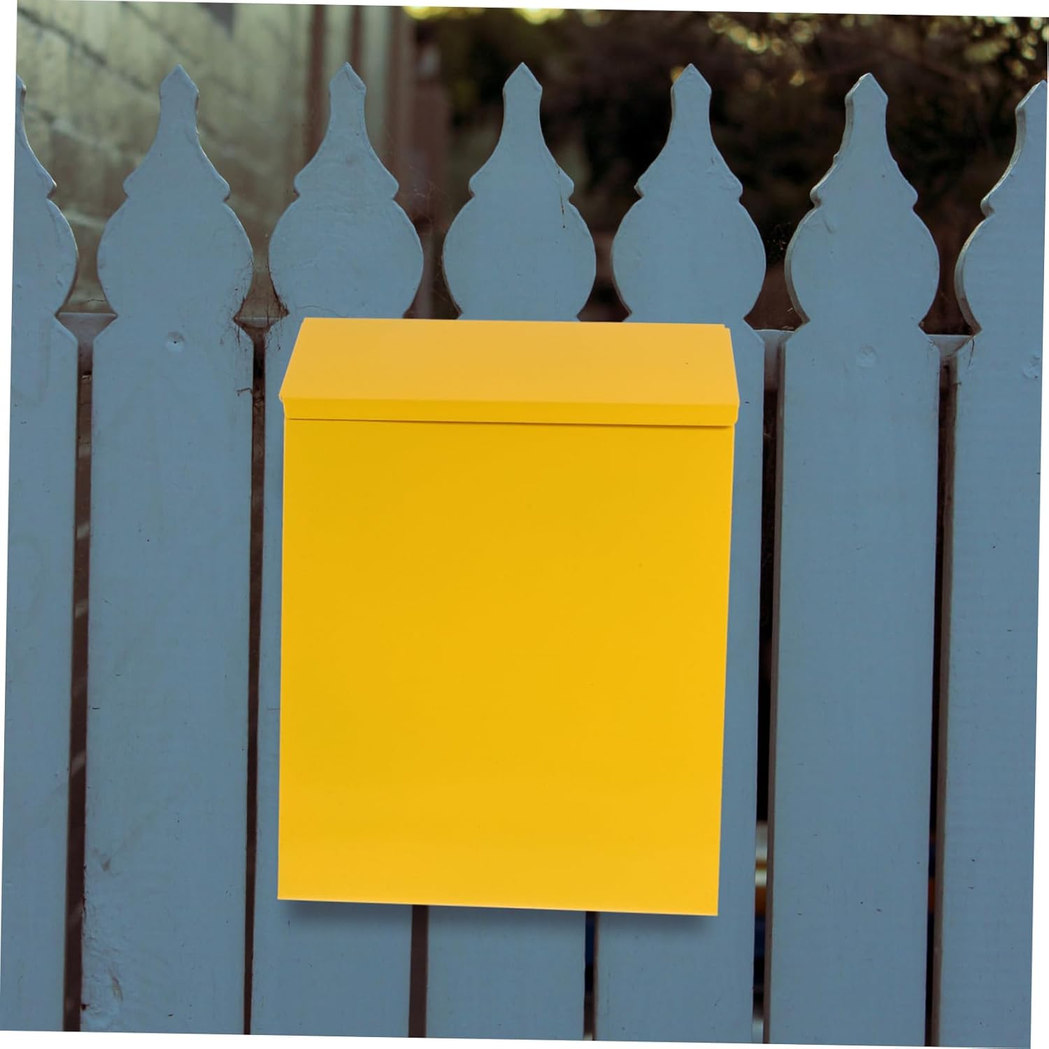 European Style Decorative Iron Mailbox Post Box with Letter Slot Secure Complaint and Suggestion Box Polished Surface for Indoor and Outdoor Use Stylish Yellow Finish