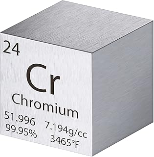 Tungsten Cube Metal Density Cubes Pure Metal High Density Element Cube for Element Collections Lab Experiment Material Hobbies Heavy Small Objects Experience (Chromium, 1 Inch)