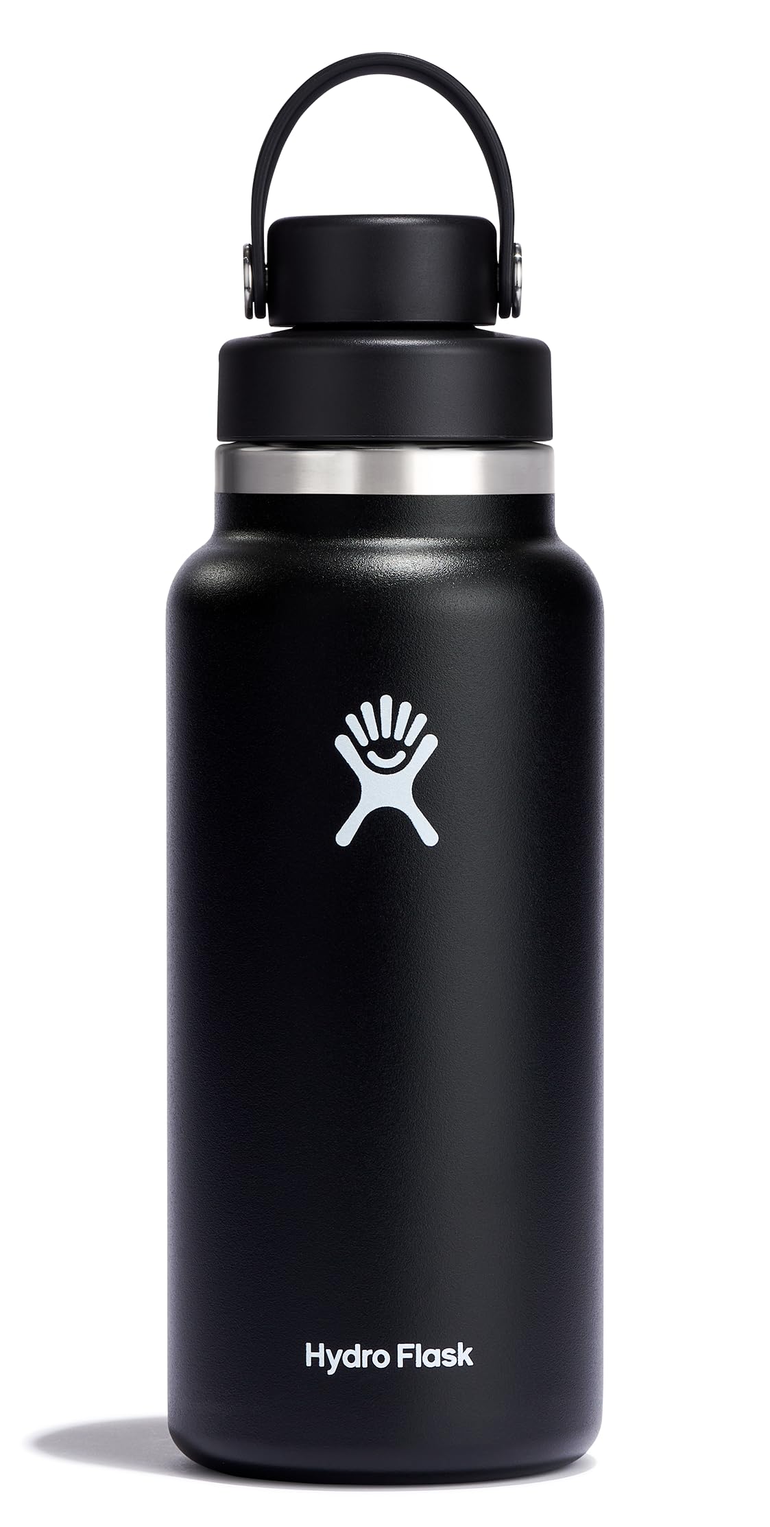 Hydro Flask Water Bottle - Insulated Stainless Steel - Wide Mouth Chug Lid, Non Spill, Leakproof in 32 Oz Black