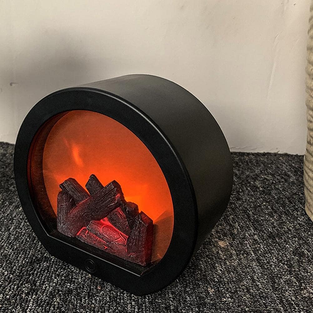 LED Fireplace Lamp Realistic Flame Simulation Portable Fireplace Light with Round Touch Sensitive Home Decor for Indoor Outdoor