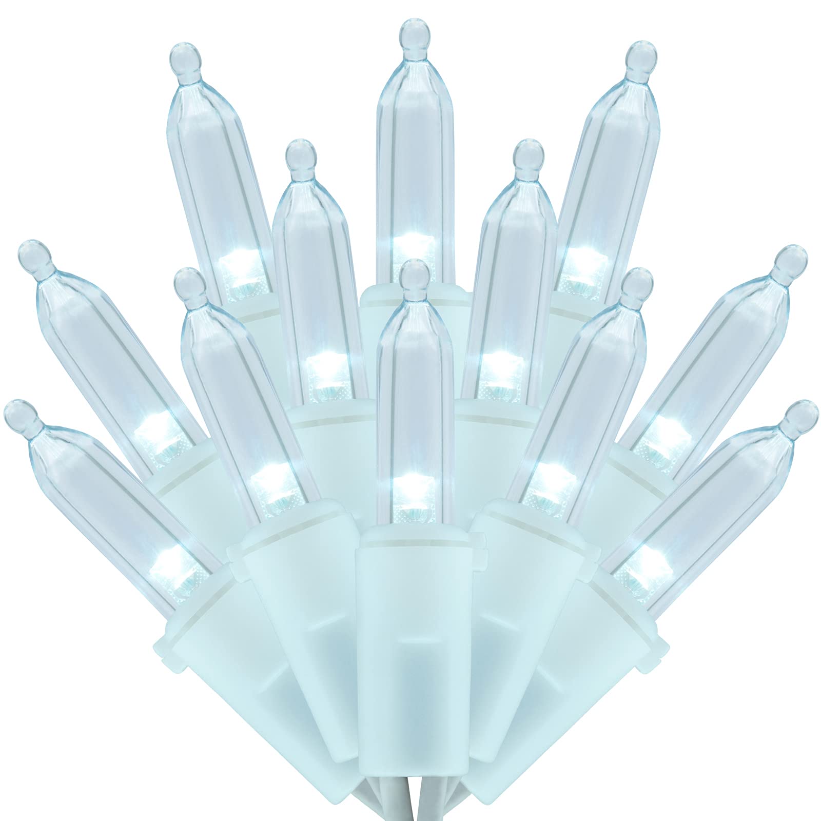 SWEET SHINE Cool White LED Christmas Lights, 66 Ft 200 Counts UL Certified White Wire Holiday String Lights Set (Cool White)