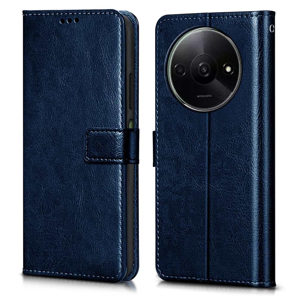 TOUCCH Flip case for Redmi a3| Leather Finish Cover & Flexible Stand Design | Card and Money Pocket | Blue (B0D81K4MRB) Amazon Price History, Amazon Price Tracker
