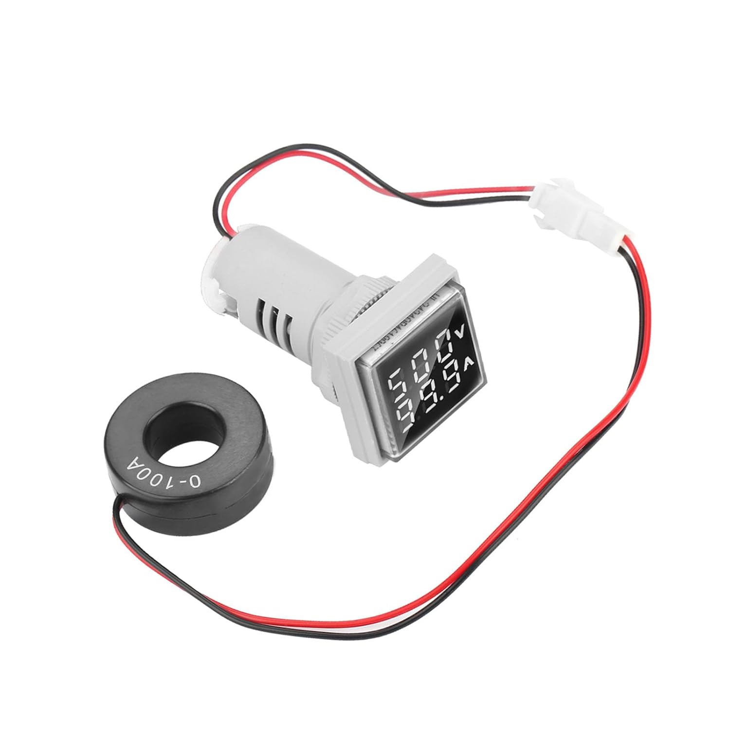 10 pcs LED Digital Display AC Voltage Current Meter Indicator 22mm 0-100A Meter Indicator (White)