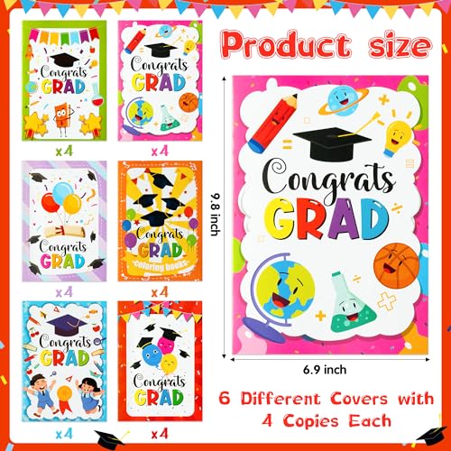 Image of Kindergarten Graduation Coloring Books - 24Pcs Congrats Grad DIY Color-in Pages Books for Kids Bulk Pre-kindergarten Activity Books Mini Coloring Book Party Favors Graduation Classroom Gifts