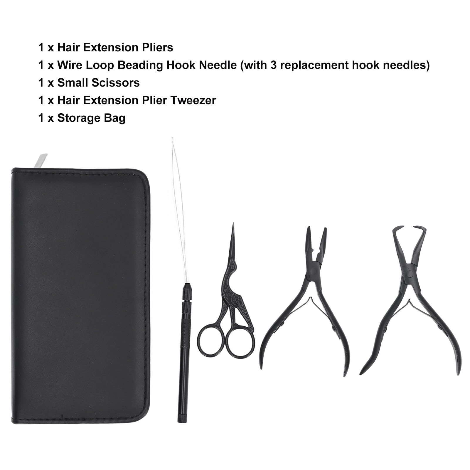 Kit de Herramientas para Extensiones de Cabello con Alicates de Acero
