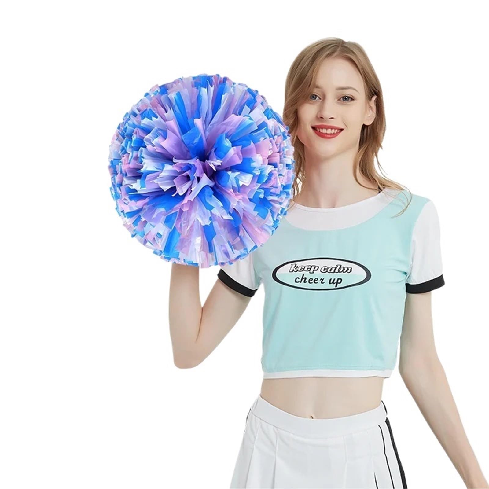 Mdsiokhj Blue Pink White Cheerleader Pompom Cheerleading Team Hand Flower Sports Performance Dance Props Ball For Sports Events(Blue Pink White)