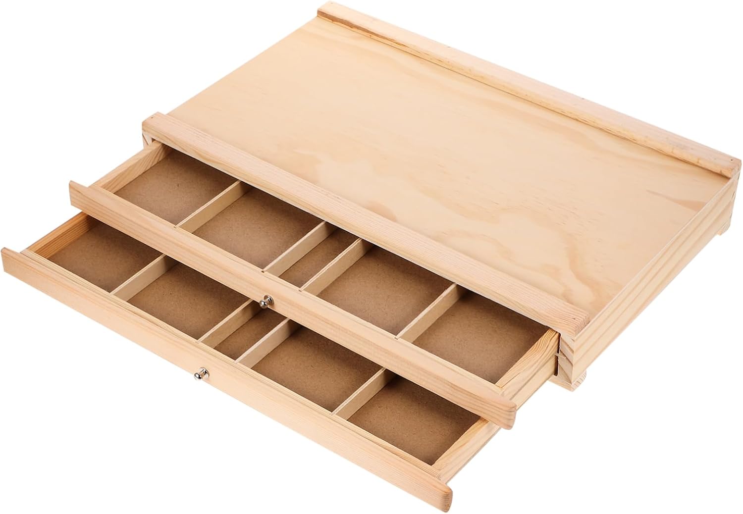 TEHAUX Wooden Paintbrush Storage Drawer Organizer Two-layer Design for Art Supplies Convenient Pen Holder for Home and Studio Use Durable and Lightweight Craft Storage