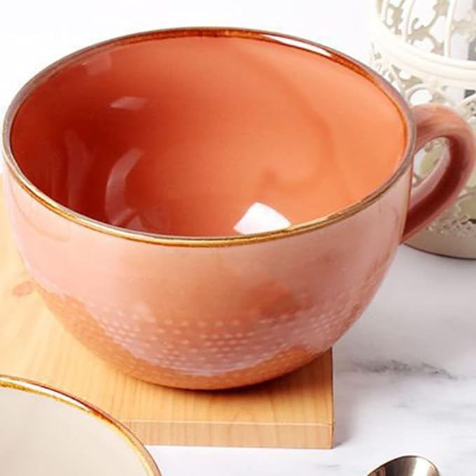 Large Coffee Cup Ceramic Soup Mug with Handles 24 Ounce Oversized Mugs Bowl Porcelain Coffee Tea Cup Green XXL Cereal Bowls Soups Ramen Salad Bowl Cappuccino Cups Large Soup Bowl