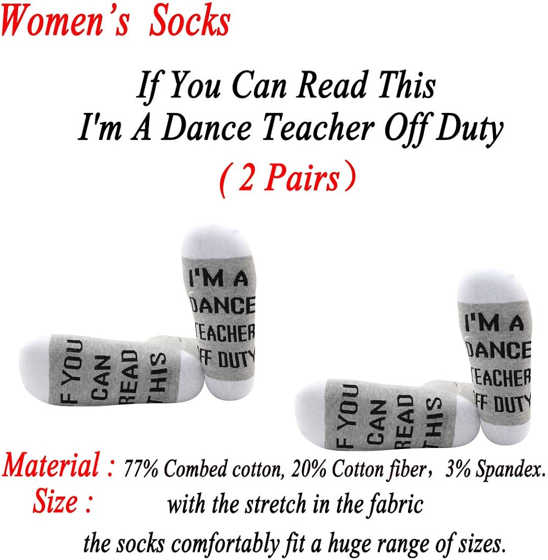 JXGZSO 2 Pairs Dance Teacher Socks Dance Teacher Retirement Gift If You Can Read This I'm A Dance Teacher Off Duty Socks (Dance Teacher Off Duty) at  Women’s Clothing store