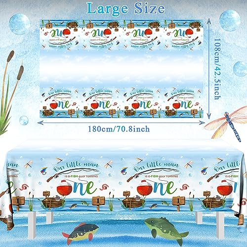 Image of Ofishally One Birthday Decorations, 3Pcs Gone Fishing 1st Birthday Party Supplies Tablecloth, Little Fisherman Gone Fishing Rectangle Table Cover for O Fish Ally Themed 1st Birth day Party Supplies