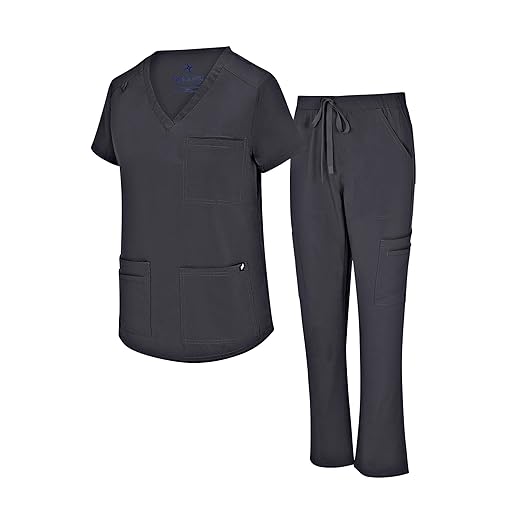 Natural Uniforms Womens 11 Pocket Cool Stretch Cargo Scrub Set with Regular and Petite Sizes