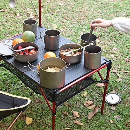 Tentock Portable Titanium Spoon Outdoor Multifunctional Cutlery Combo 3 in 1 Spoon & Fork & Knife with Storage Pouch Camping Kitchen Utensils Set