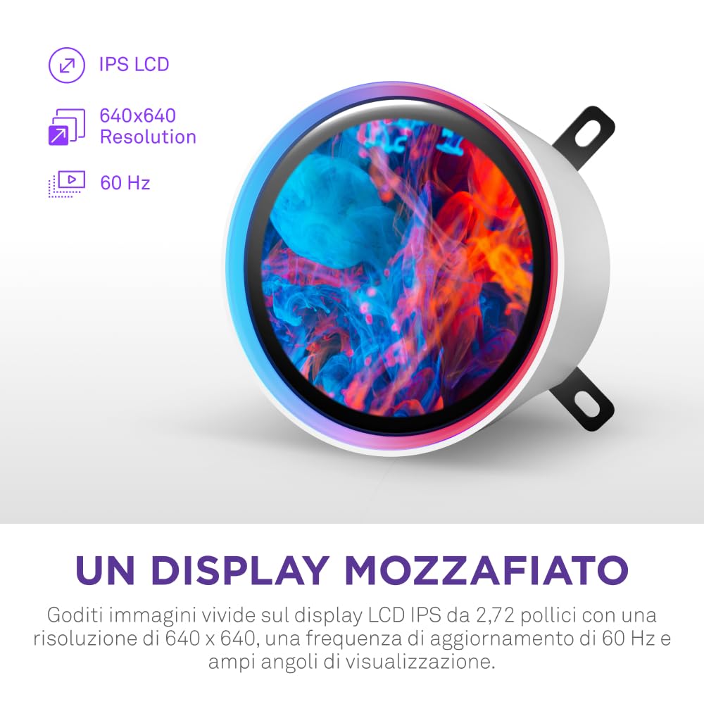 NZXT Kraken Elite 360 RGB - Dissipatore CPU AIO 360mm, LCD - Bianco | AIO 360mm con LCD da 2.36 pollici e ventola F360 RGB Core. Raffreddamento flagship con RGB sincronizzato via CAM.