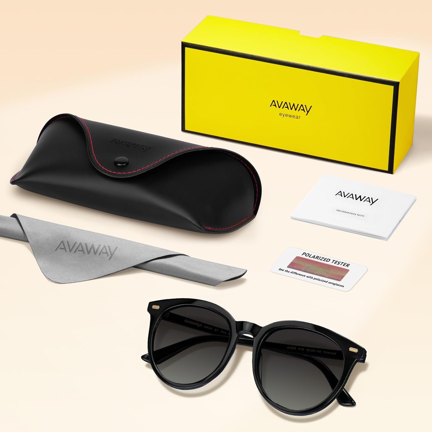 AVAWAY Round Oversized Acetate Polarized Sunglasses for Women UV Protection Dark Driving Beach Shades