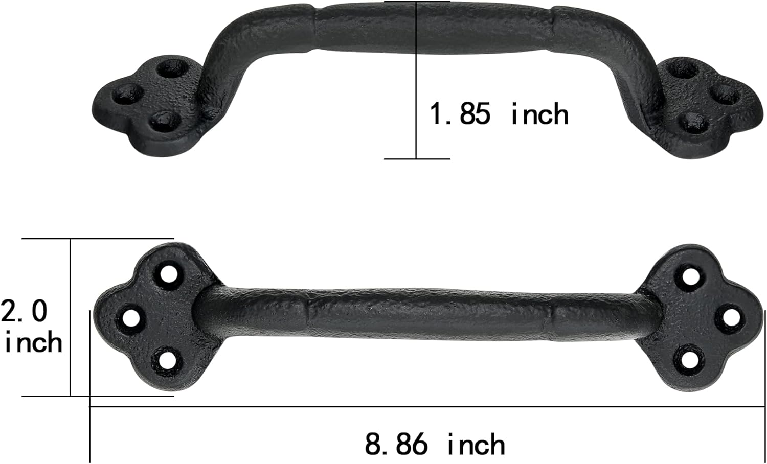 INIRET 2 Packs Rustic Gate Handle,8.86 Inch Cast Iron Sliding Barn Door Handle,Black Vintage Metal Gate Pull Handle Fence Handle Antique Long Cabinet Handles for Interior,Drawer,Outdoor,Garage,Closet