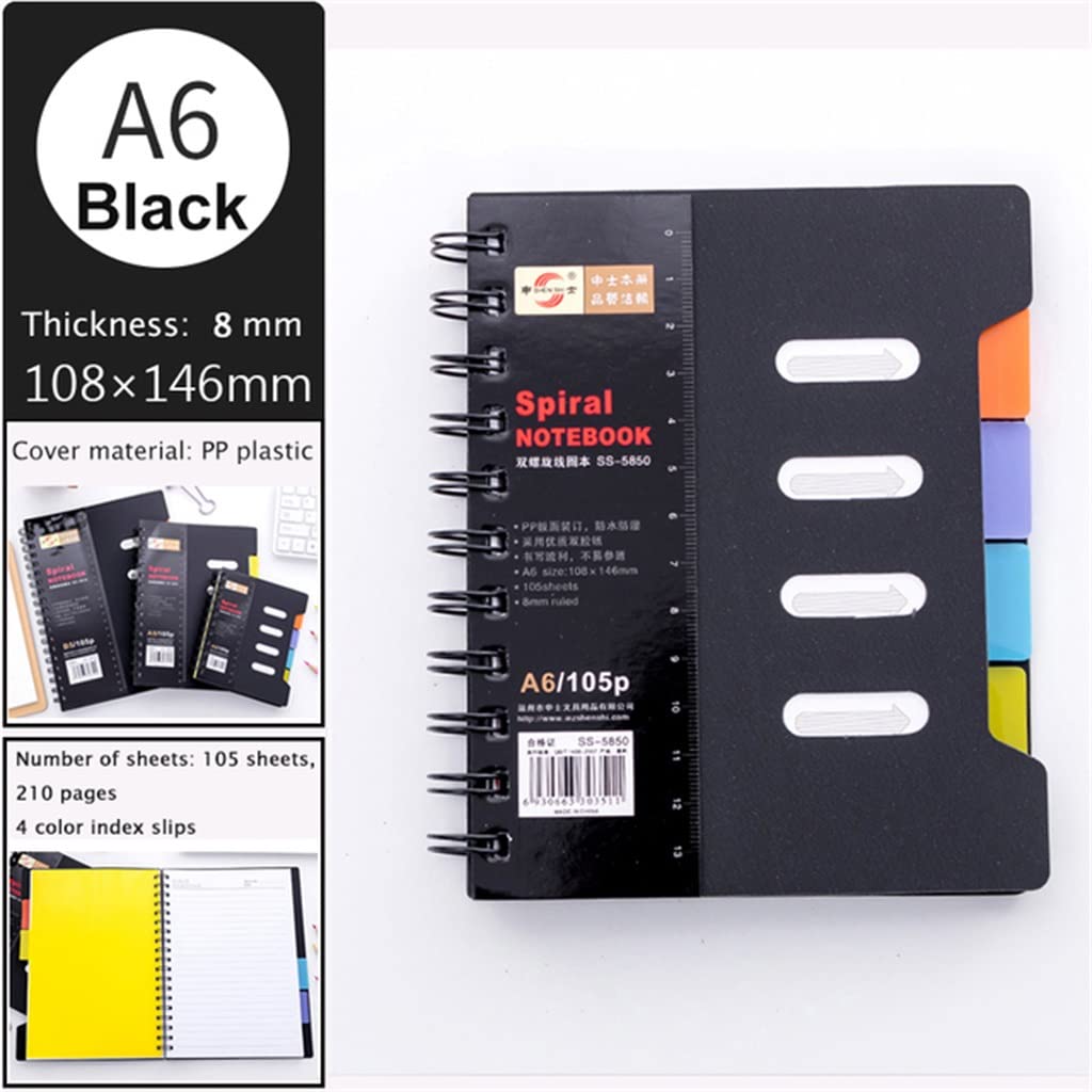 TAHALI Quaderno classificato a Spirale A6/A5/B5 Quaderno a Fogli mobili for Studenti Business Graffiti Book (Color : 1-Pack, Size : A6)