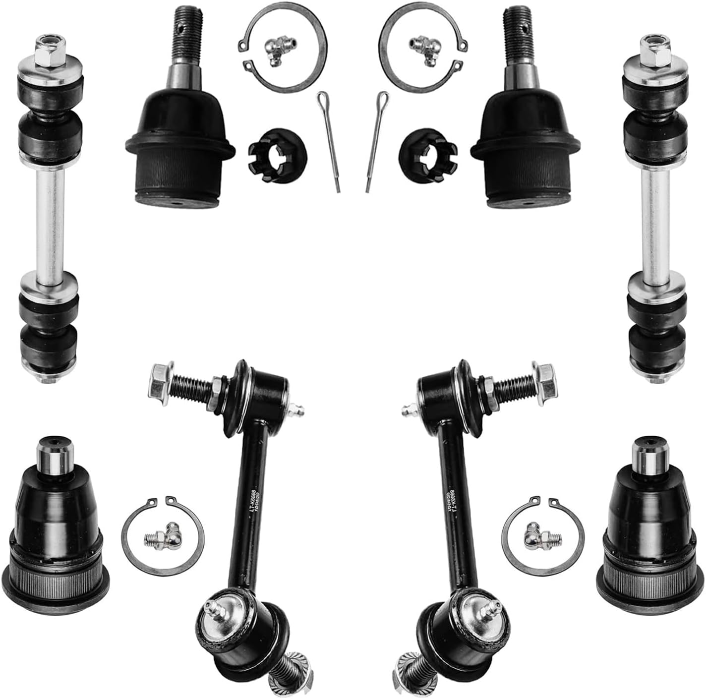 Detroit Axle - 8pc Front Suspension Kit for 2008-2009 Chevrolet Trailblazer GMC Envoy 2008 Saab 9-7x 4 Upper & Lower Ball Joints 4 Front Rear Sway Bar End Links Replacement