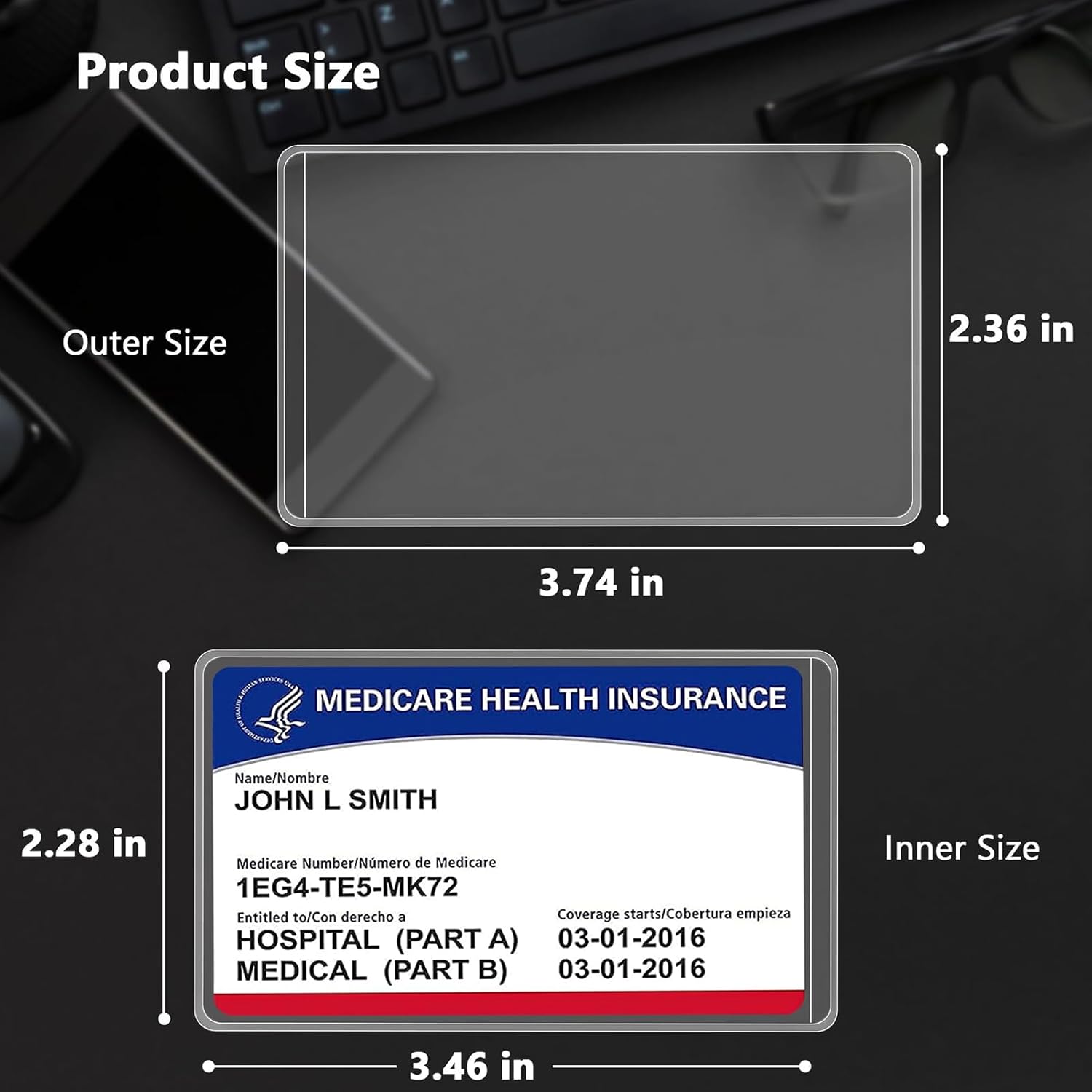 10 Pack New Medicare Card Protector Sleeves, Clear PVC Waterproof Card Holder, for ID, Credit, Business Cards, Social Security Durable and Protective