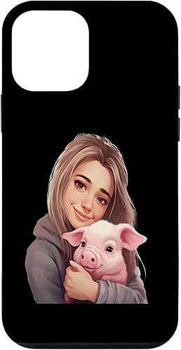 iPhone 12 mini cute girl hugging pig animal rights friend pet lover Idea Cr Case