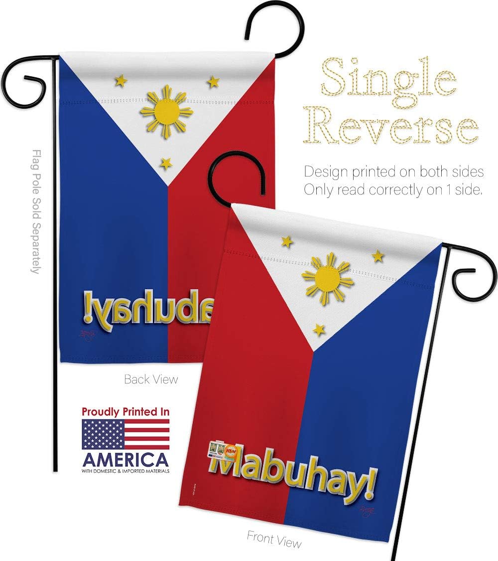 Philippines Garden Flag Set Wall Holder Regional Nationality Nation International World Country Particular Area Small Decorative Gift Yard House Banner Made In USA 13 X 18.5