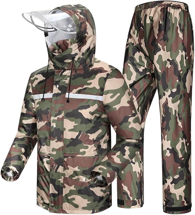 Coutyuyi Men's Rain Suit Reflective 100 Waterproof Suit Outdoor