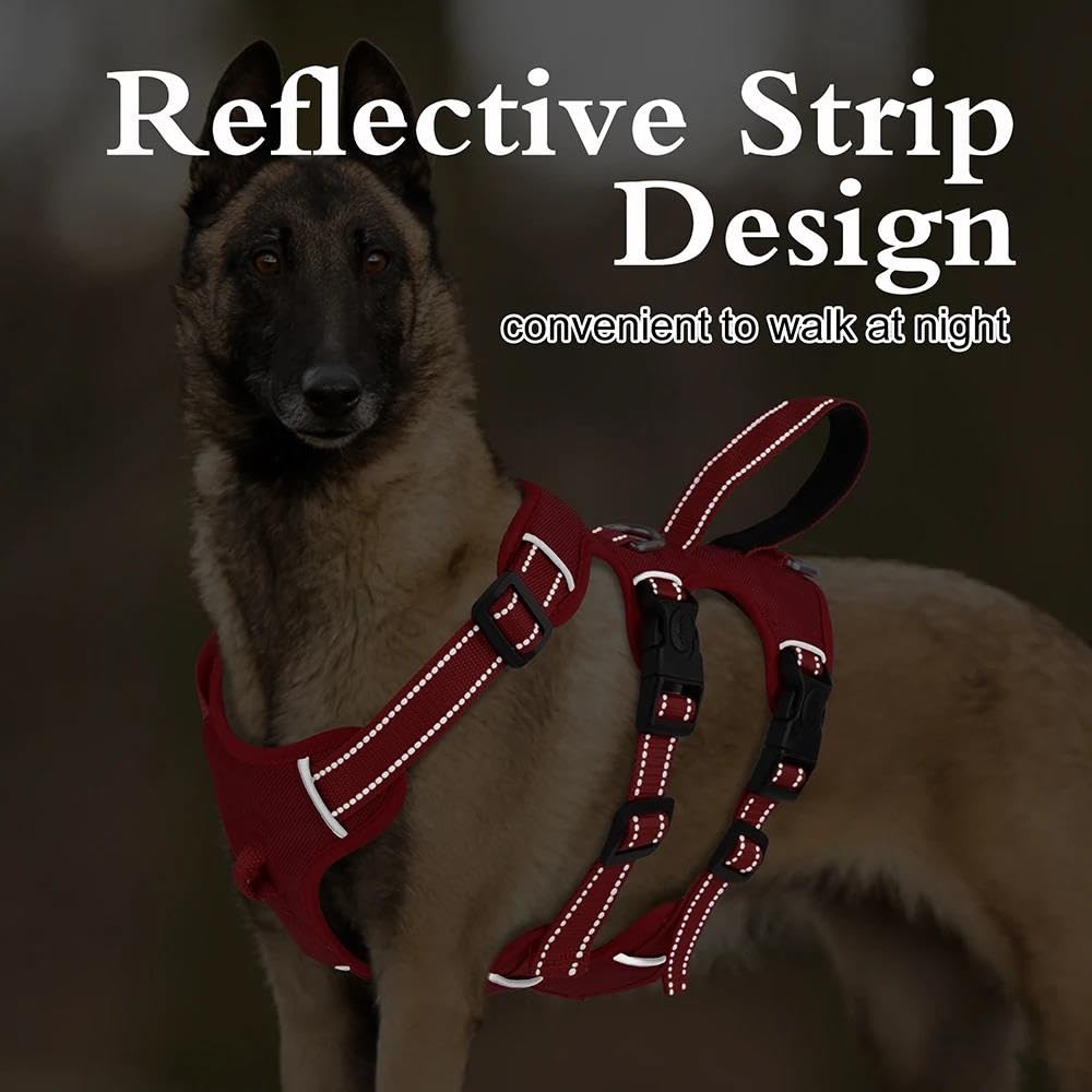 Gilet imbracatura per animali domestici in nylon a rete con maniglia, gilet imbracatura per cani riflettente per esterni, gilet imbracatura per animali domestici regolabile senza tirare (rosso M)