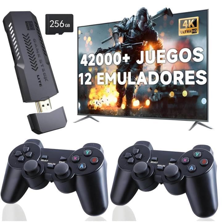 LIKYO 256G Retro Consola de Juegos, con Doble 2.4G Wireless Controllers Videojuegos, Game Stick, TV Construido en 42000 Juegos Integrados, Salida HDMI, Mini HD USB TV Consola portatil