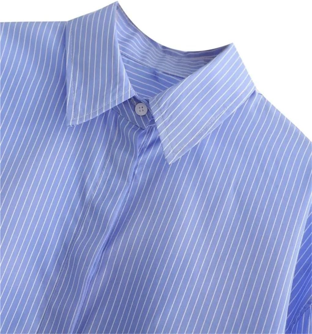 Women's Long-Sleeved Pocket-Decorated Loose-Fitting Y2k Short Shirt