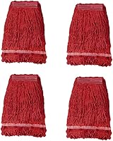 Vista 14 de Repuesto de cabezal de trapeador comercial, cuerda de extremo con bucle de algodón rojo, limpieza industrial húmeda, repuesto de cabezal