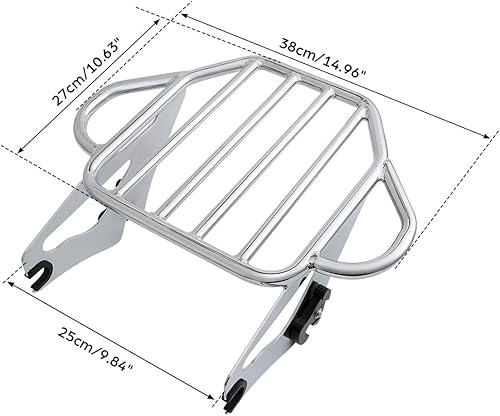 Miniatura 8 de Respaldo de pasajero desmontable cromado Sissy Bar vertical con portaequipajes 2 Up compatible con Harley Touring Road King Street Road Electra