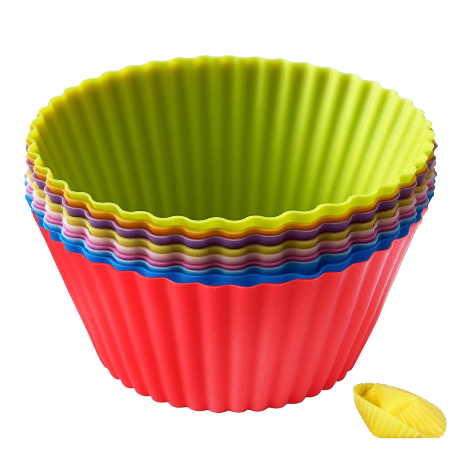 Silicone Muffin Cupcake Cases, Reusable Non-Stick and Easy Clean Colorful Silicone Cake Cases,7cm Large Cupcake Moulds Baking Cups for Cakes Ice Creams Puddings Jelly(9PCS)