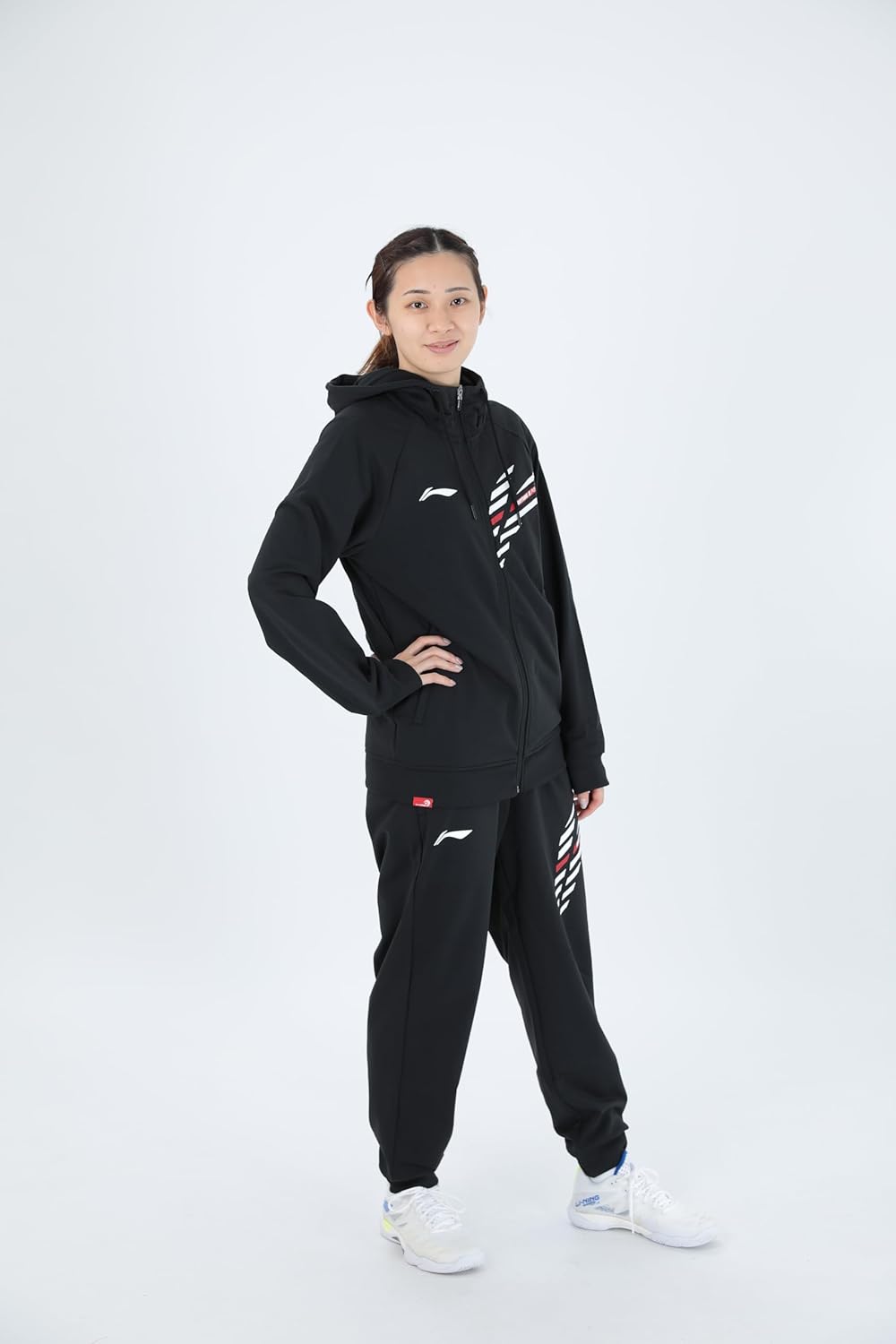 LI-NING バドミントン ウォームアップジャケット ブラック 上下セット