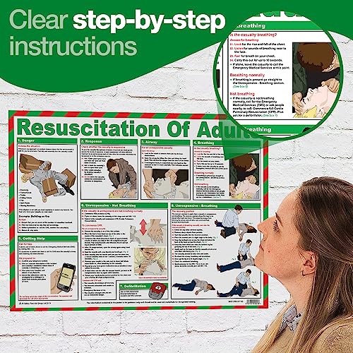Image of Safety First Aid Laminated Resuscitation of Adults Poster