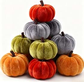 6 mini abóboras artificiais, ideal para outono artificial e abóboras de Halloween para mesa, cornija, decoração de festas de fim de ano