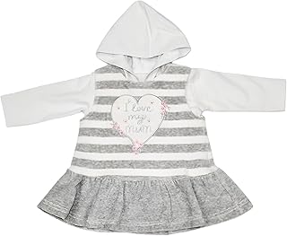 فستان بأكمام طويلة وغطاء رأس مطرز بعبارة I Love My Mum للبنات من لومكس (عبوة من قطعة واحدة)