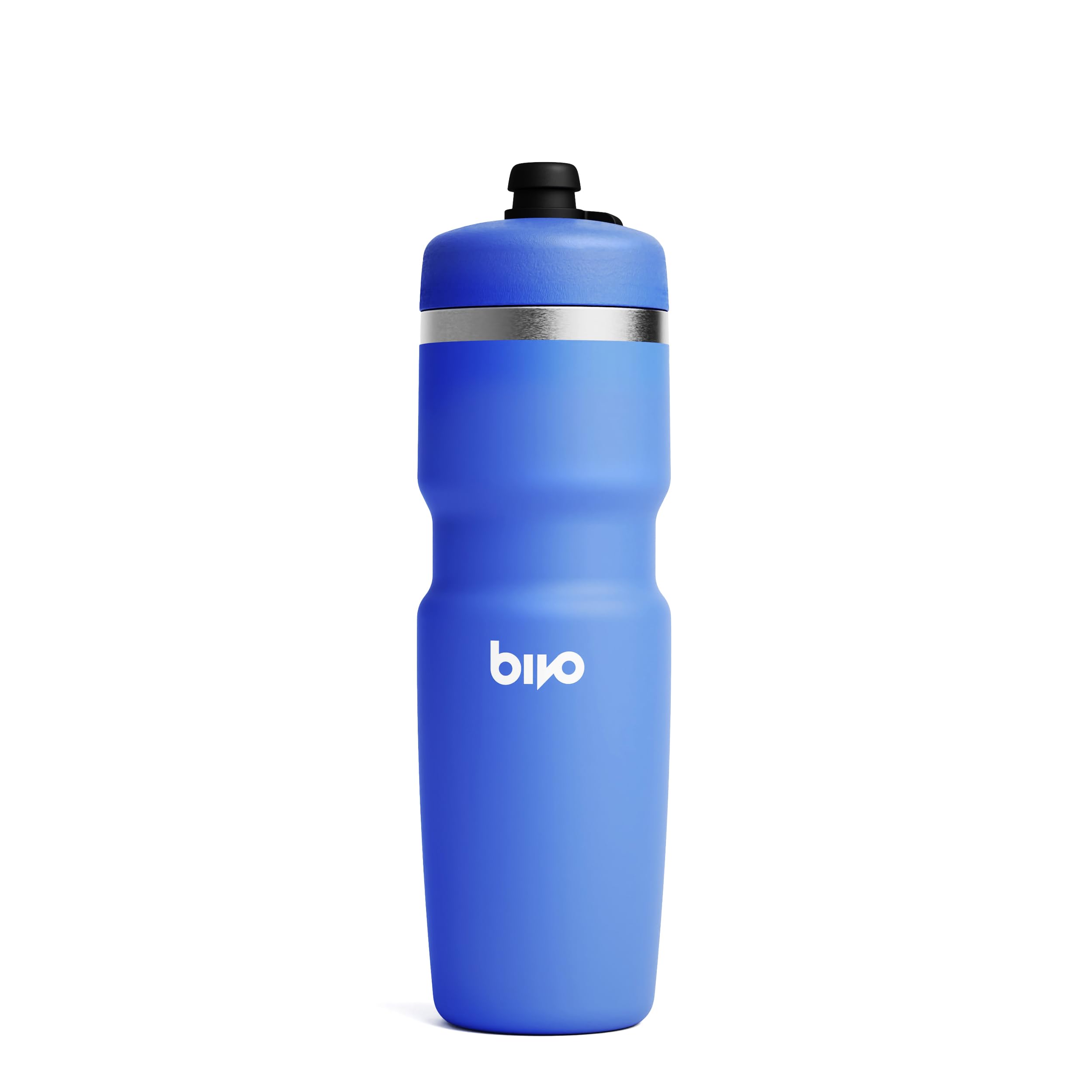 Bivo Trio 21oz Insulated Stainless Steel Bike Water Bottle - for Cycling - Fits Most Cages, Dishwasher Safe, High Flow Sports Nozzle - Keeps Drinks Cold 12+ Hours (Periwinkle)