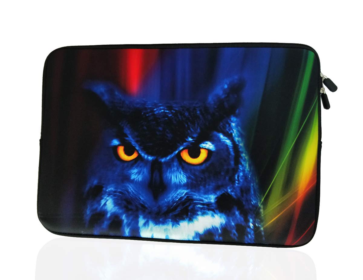 13.3-Inch to 14-Inch Laptop Neoprene Sleeve Case with Hidden Handle for 12.9 13 13.3 14 14.1" Inch Men Women Ultrabook/Chromebook/Tablet/Netbook (13.3-14 Inch, Blue Owl)