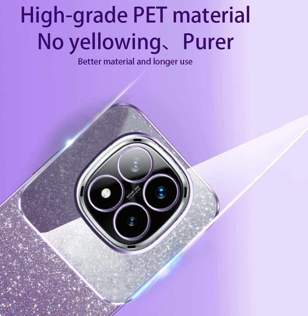 Custodia Per Xiaomi Redmi Note 14 Pro Plus 5G: Silicone Antiurto Con Bordi Elettroplaccati E Glitter Integrati - Blu Scintillante - 3