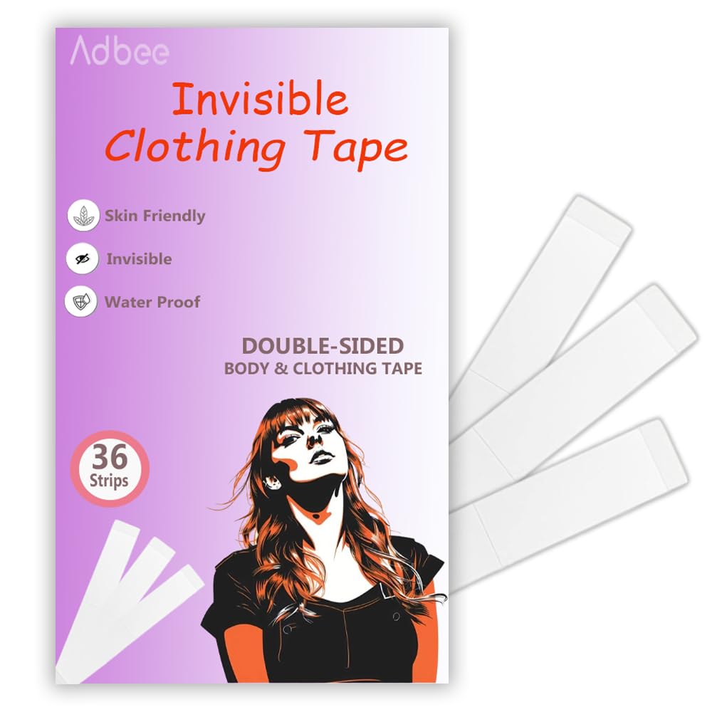 ADBEE | Reversible Body Tape for Women | Double-Sided Adhesive Fashion Tape for Sarees Dresses Jewelry Fixes | Transparent | 36 Strips