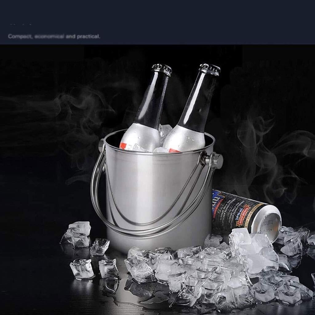 Ice Bucket - Stainless Steel Ice Bucket Portable Ice Bucket with Ice Compartment Ice Wine Barrel (Size : 3.0L) ()