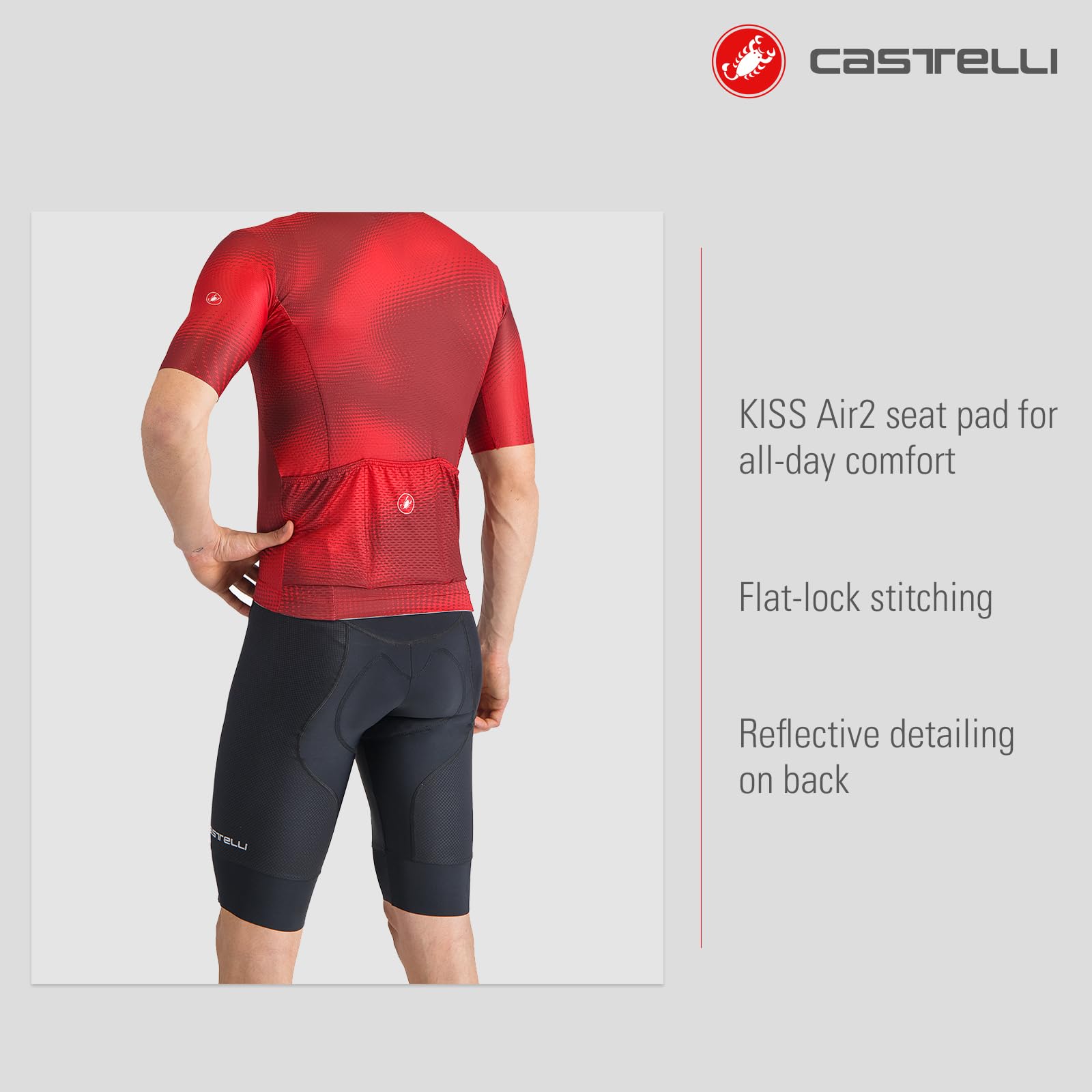 CASTELLI Competizione 2 - Almohadilla de asiento para hombre, para todas las condiciones, para ciclismo de carretera, ciclismo de grava y carreras de nivel superior