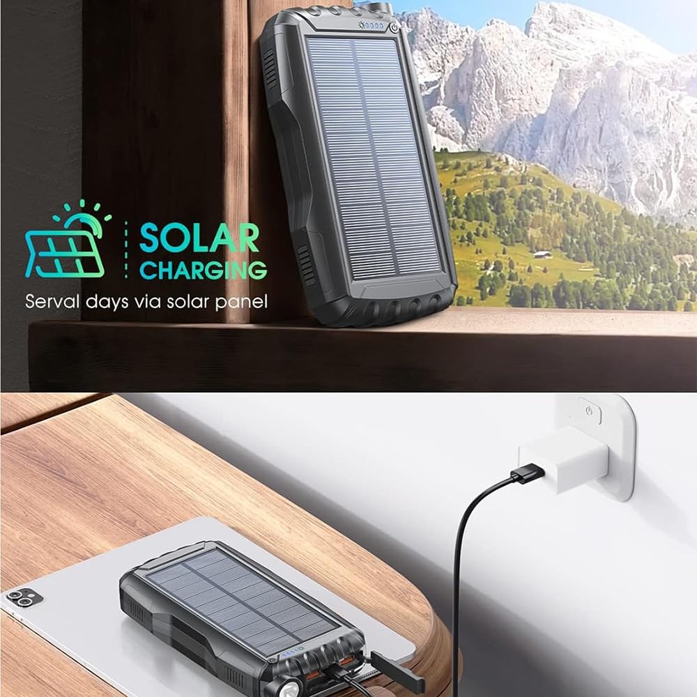 YMYNY Batterie Externe Solaire 42800mAh - Chargeur Solaire