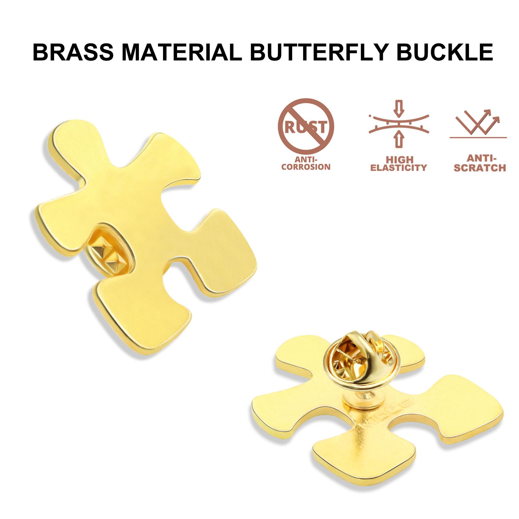20/50/100/200 Stück Anstecknadeln für Mitarbeiter, Gold-Puzzleteile, Großpackung für Autismus, Bewusstseins-Pin, Dankeschön-Brosche, Abzeichen