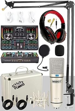Midex CX1 Titanium Set Efektli Ses Kart  Mikrofon Kulakl k Stand Kay t Canl  Yay n PC ve Telefon