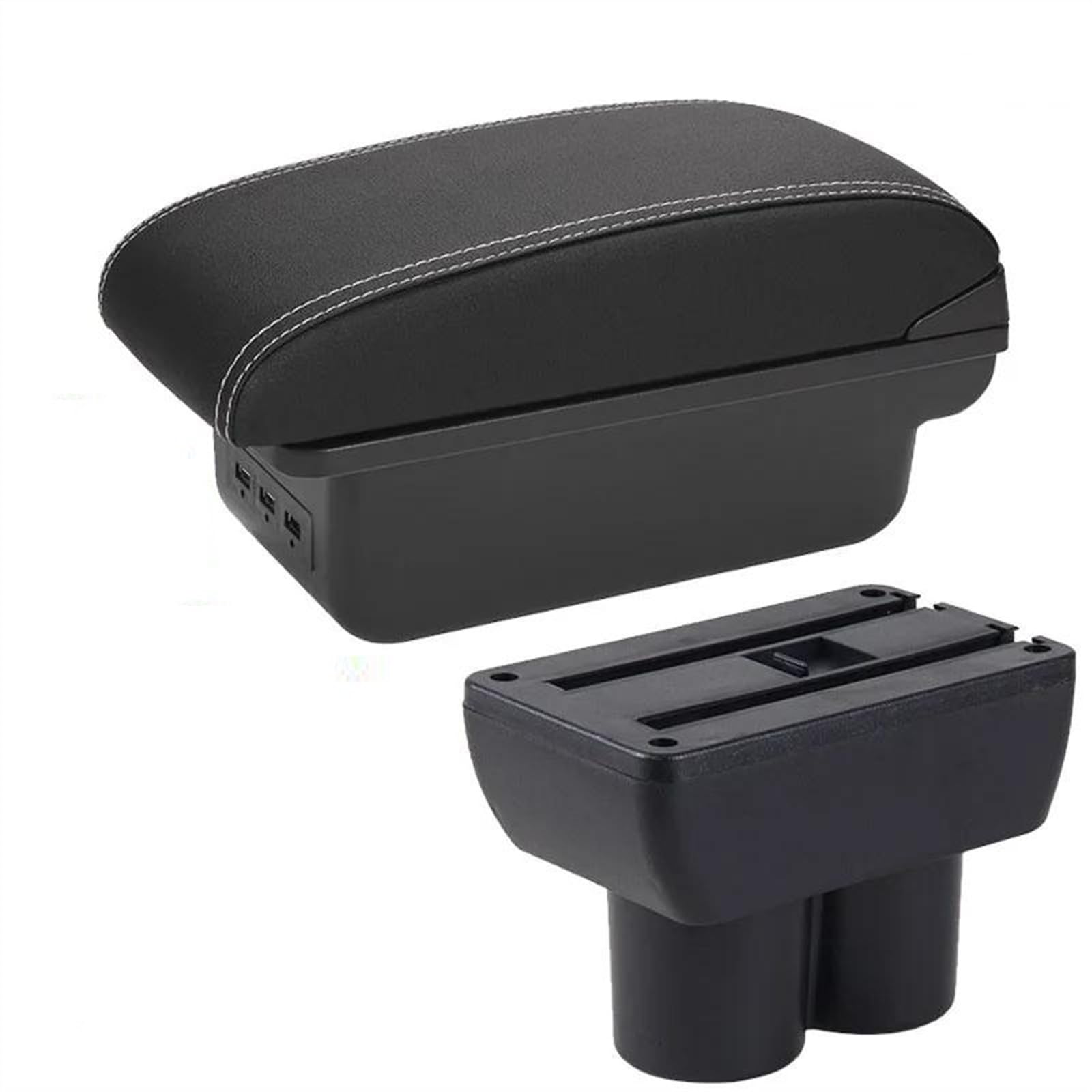 NMJLQW Storage Rack Car Center Console Storage Box Multifunctional Armrest Storage Box Interior Accessories For Jimny 1999-2017(B3 Black white 3USB)